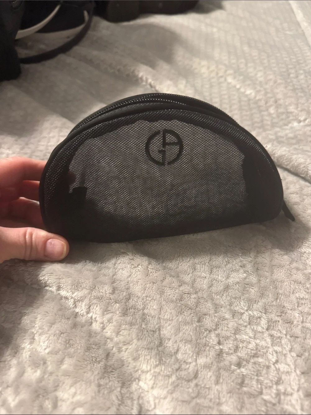 Giorgio Armani Black Mesh Half-Moon Pouch